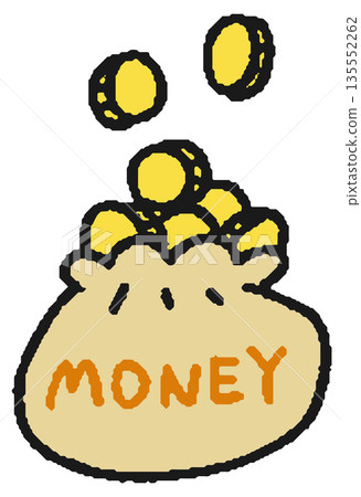 Hand drawn illustration of a bag full of coins Hand drawn illustration of a bag full of coins 135552262