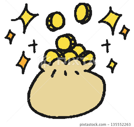 手繪插圖,一袋硬幣 手繪插圖,一袋硬幣 135552263