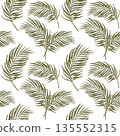 Seamless pattern with palm leaves on white background, hand painted in soft natural green tones, minimal tropical botanical texture for Easter decor, Palm Sunday design, packaging, fabric, stationery 135552315