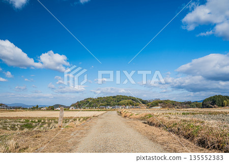 Asuka Village in winter: Bleak rural scenery, Nara Prefecture 135552383