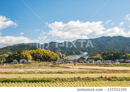 Asuka Village in winter: Bleak rural scenery, Nara Prefecture 135552395