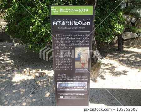 An explanatory sign for the megalith near the Uchigeumamon Gate of Okayama Castle (Okayama City, Okayama Prefecture) 135552505