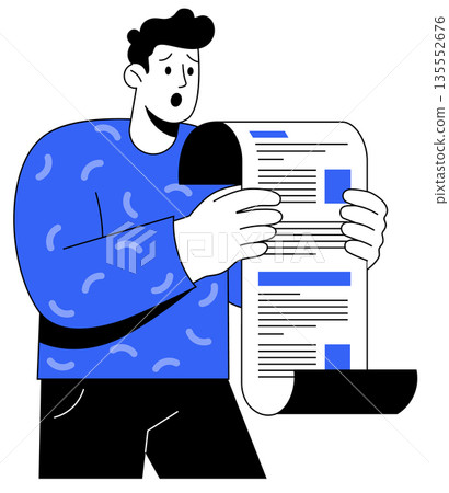 Shocked Man Holding Giant Bill 135552676