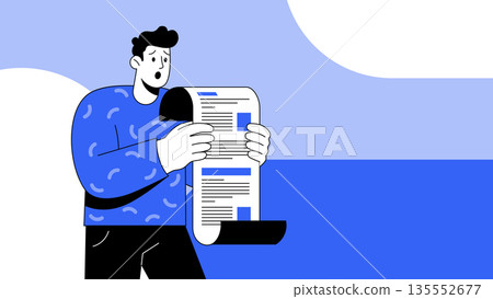 Shocked Man Holding Giant Bill Shocked Man Holding Giant Bill 135552677