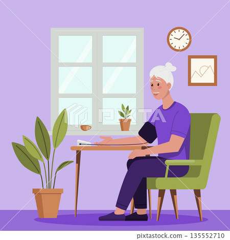Elderly Woman Checking Blood Pressure at Home Elderly Woman Checking Blood Pressure at Home 135552710