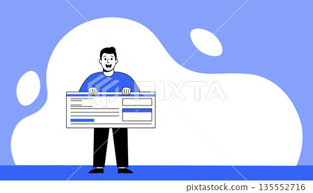 Happy Man Holding Giant Check 135552716