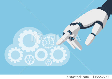 Robotic Hand Interacting with Gears in Cloud 135552732