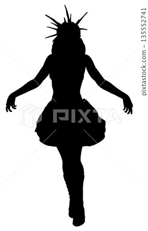 Silhouette of Gothic Woman in Dramatic Pose Silhouette of Gothic Woman in Dramatic Pose 135552741