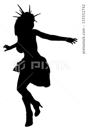 Silhouette of Gothic Woman in Dramatic Pose Silhouette of Gothic Woman in Dramatic Pose 135552742
