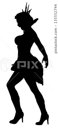 Silhouette of Gothic Woman in Dramatic Pose 135552744