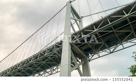 Kanmon Bridge across the Kanmon Straits seen from below 135552841