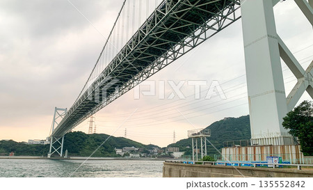 Kanmon Bridge across the Kanmon Straits seen from below 135552842