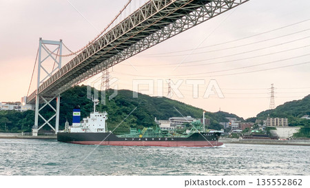 Kanmon Bridge across the Kanmon Straits seen from below 135552862