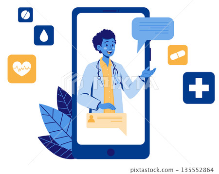 Female Doctor Providing Consultation via Smartphone 135552864