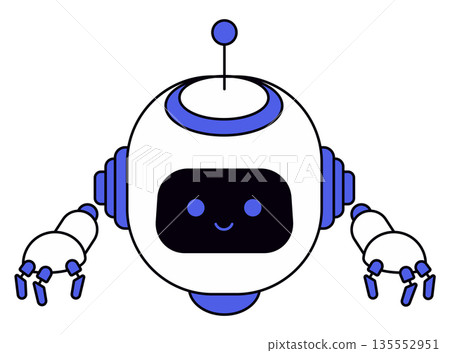 Cartoon Robot with Smiling Face and Hands Cartoon Robot with Smiling Face and Hands 135552951