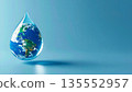 Background material of the earth wrapped in water droplets (concept of environmental protection and water resource conservation) 135552957