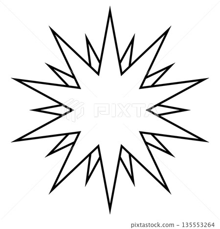 Symmetrical starburst shape with sharp triangles, dynamic, minimal, abstract, motion design 135553264