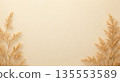 Elegant Dried Grass Arrangement on Neutral Beige Background 135553589