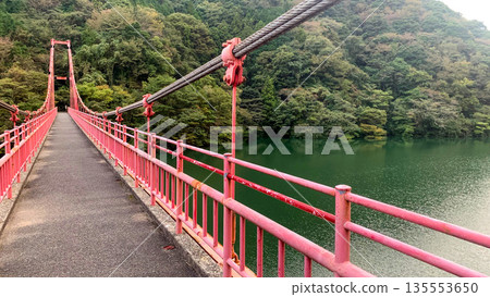 益渕水壩的紅色懸索橋 益渕水壩的紅色懸索橋 135553650