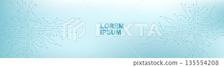 Motherboard digital abstract background. AI circuit board technology texture design. Semiconductor and computer processor on tech banner template concept. Vector illustration Motherboard digital abstract background. AI circuit board technology texture design. Semiconductor and computer processor on tech banner template concept. Vector illustration 135554208