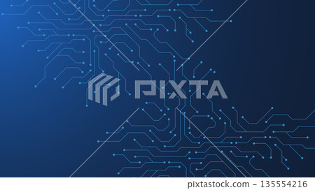 Circuit board digital abstract background. Motherboard technology texture design. AI semiconductor and computer processor on tech bg. Vector illustration 135554216