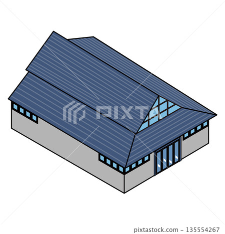 具有傳統日式建築風格的大型設施插圖 135554267