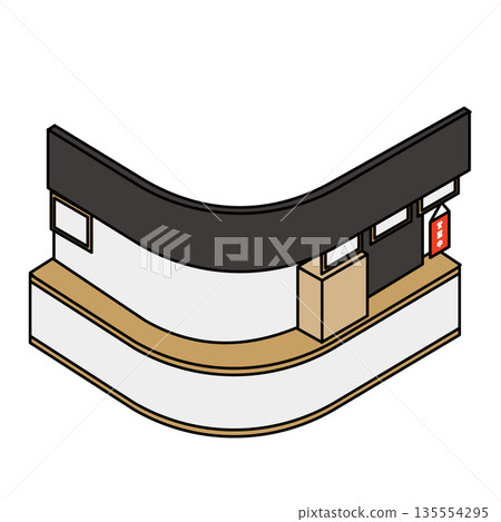 Illustration material of a curved counter that can be used in stores and facilities Illustration material of a curved counter that can be used in stores and facilities 135554295