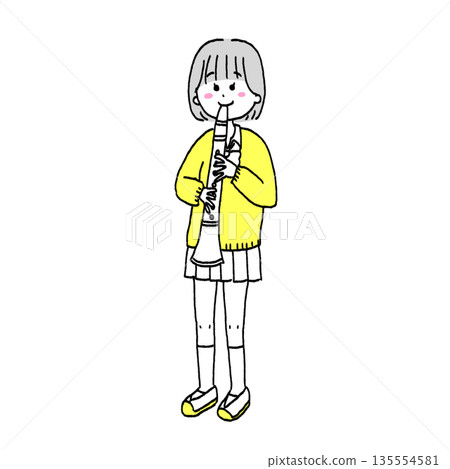 Female student playing the clarinet 135554581