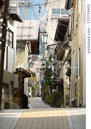 秋季澀溫泉的溫泉小鎮風光（長野縣山之內町） 135554903