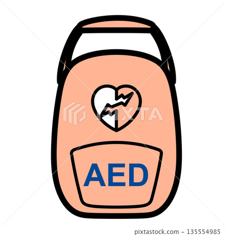 Stock Illustration: Icon illustration of an automated external defibrillator AED Stock Illustration: Icon illustration of an automated external defibrillator AED 135554985