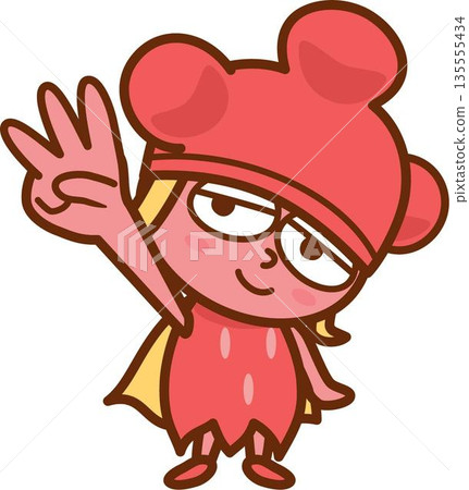 Girl raising her hand with three fingers up Girl raising her hand with three fingers up 135555434