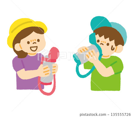 Summer children's hydration water bottle heat stroke prevention illustration 135555726