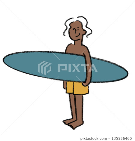 Illustration of a person holding a surfboard | Surfing, summer, active life 135556460