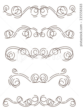 Decorative linear dividers. Vintage swirl filigree borders. 135556583