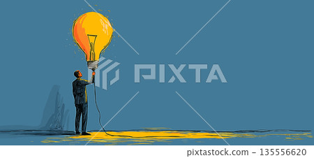 Businessman holding light bulb representing creative idea. Businessman reaching for a glowing light bulb, symbolizing new ideas and innovation Businessman holding light bulb representing creative idea. Businessman reaching for a glowing light bulb, symbolizing new ideas and innovation 135556620