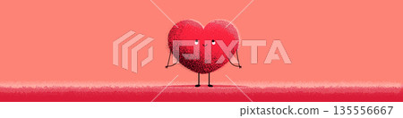 Cute cartoon heart character celebrating Valentine's Day. Happy cartoon heart character standing on pink background with small heart above its head Cute cartoon heart character celebrating Valentine's Day. Happy cartoon heart character standing on pink background with small heart above its head 135556667