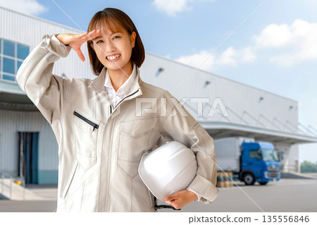 Truck and female worker 135556846
