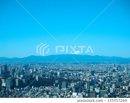 View of the city and Mount Fuji from Tokyo Skytree 135557269