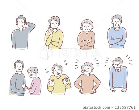 老年人、老年男性和女性的情緒 老年人、老年男性和女性的情緒 135557761
