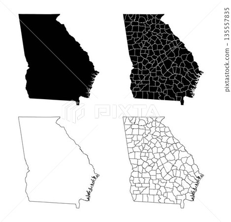 Georgia State Outline and Solid Fill Map Set. Georgia State Outline and Solid Fill Map Set. 135557835