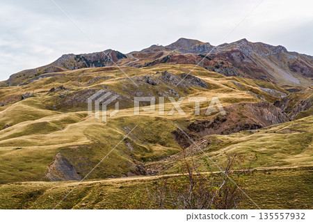 Col du Pourtalet, France. Mountain pass in the French Pyrenees massif, symbol of the Tour de France Col du Pourtalet, France. Mountain pass in the French Pyrenees massif, symbol of the Tour de France 135557932
