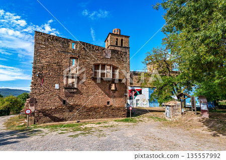 Ruesta abandoned village next to the Yesa reservoir near Jaca, Zaragoza region,. Aragon. Spain. 135557992