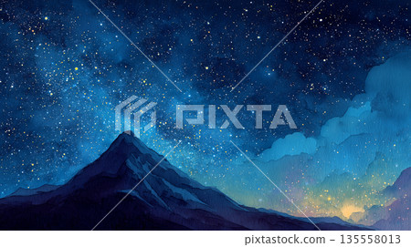 夜空水彩畫,星空 夜空水彩畫,星空 135558013