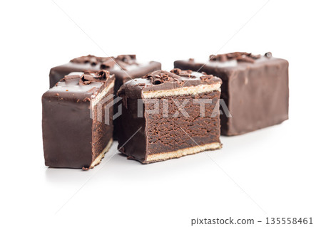 Sweet dessert cake. Mini pie isolated on white background. Sweet dessert cake. Mini pie isolated on white background. 135558461