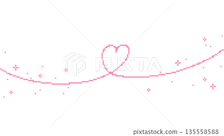 Simple and stylish pink heart background decoration. Pixel art. 135558588