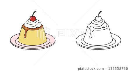 簡單的布丁圖示插圖 簡單的布丁圖示插圖 135558736