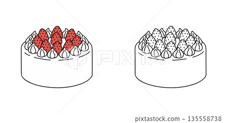 Simple strawberry whole cake icon illustration Simple strawberry whole cake icon illustration 135558738