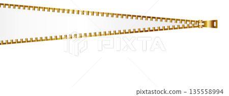 Luxurious zipper banner background in white and gold 135558994
