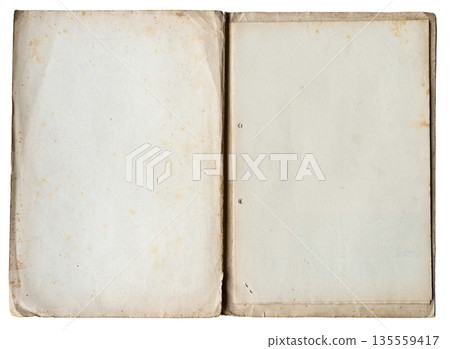 open file folder with aged empty pages isolated on white open file folder with aged empty pages isolated on white 135559417