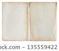 vintage old open paper file folder with stains, rust and torn edges isolated on white 135559422